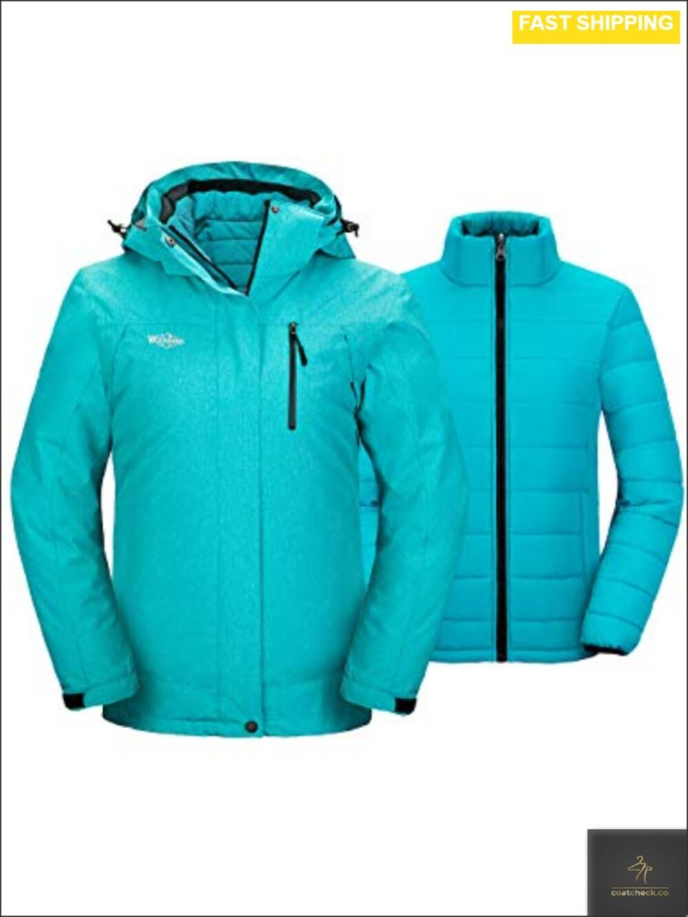Women's 3-in-1 Ski Jacket Waterproof Winter Coat with Padded Liner